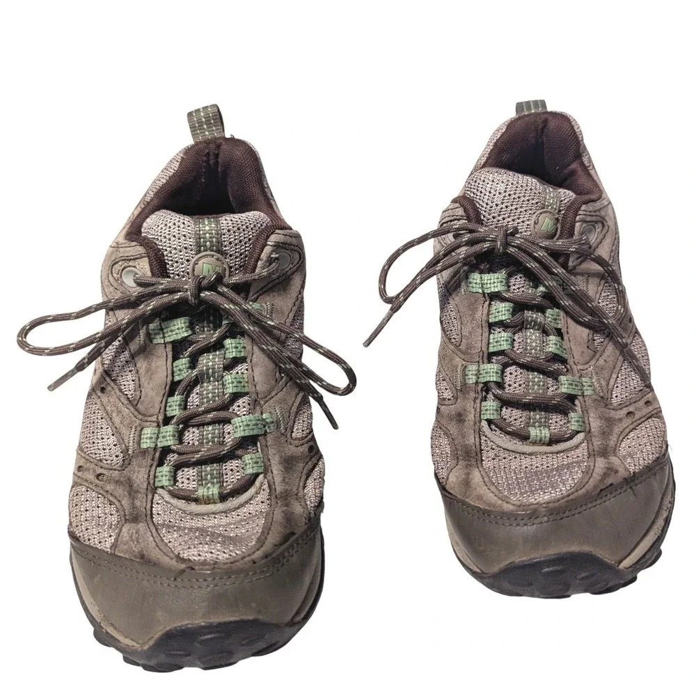 Merrell Women's 7 Hiking Shoes Pig Skin Continental Boulder Brown Low Top